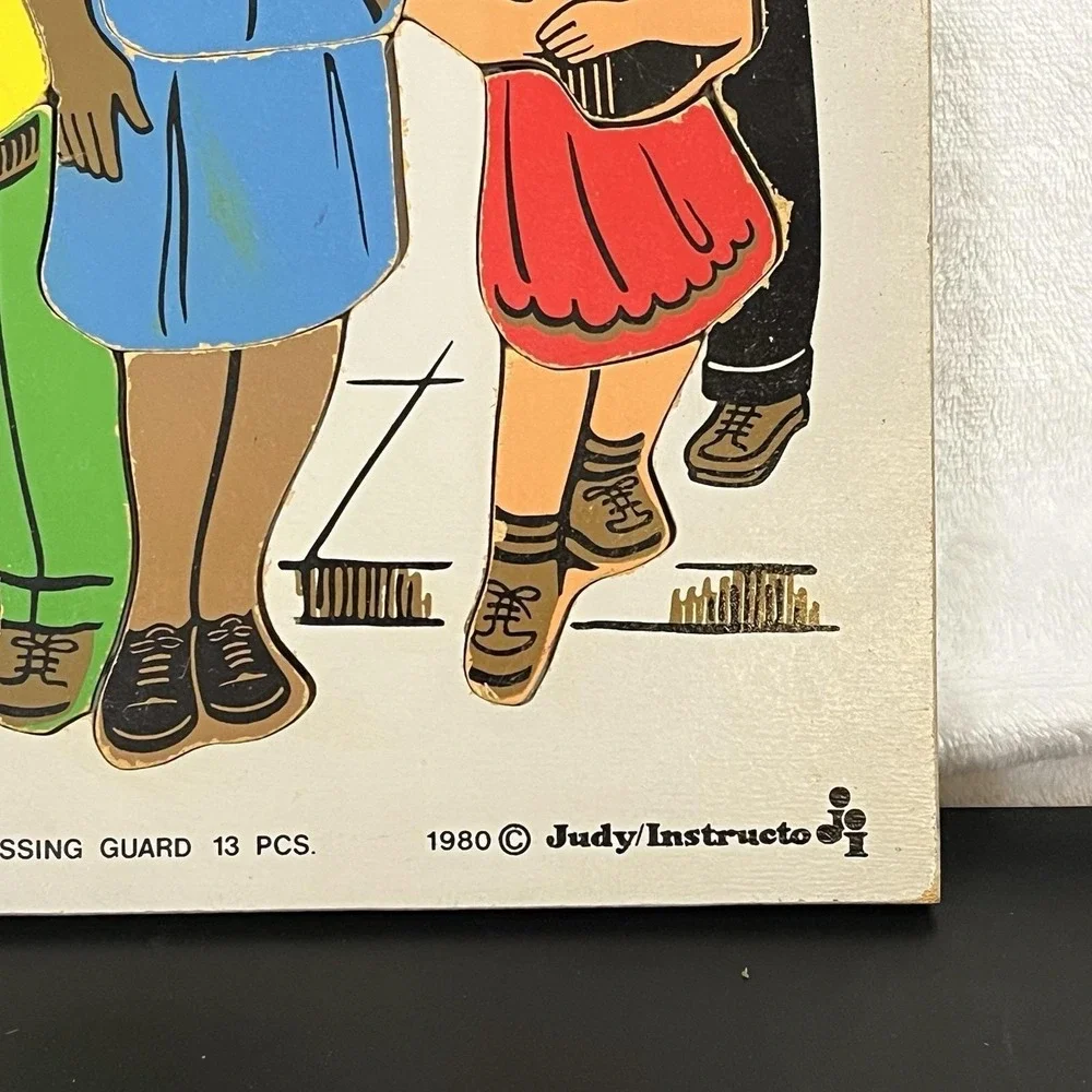 Vintage 1980 Judy Wooden Puzzle SCHOOL CROSSING GUARD #J606523 13pc Made in USA